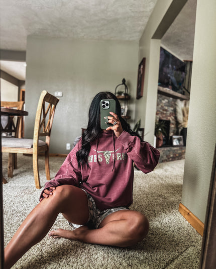 Brand Woods Camo Logo Deadwood Hoodie - Cabernet