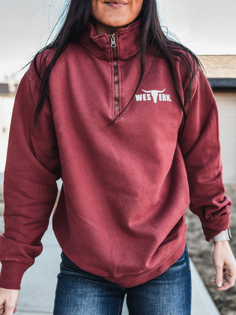 Brand 1/4 Zip Brick Red