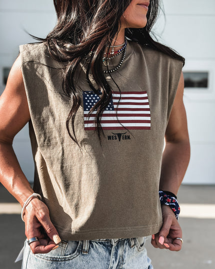 United States Flag - Cap Sleeve Tank
