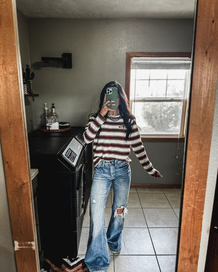 Striped Basic Longsleeve - Brown/Rust