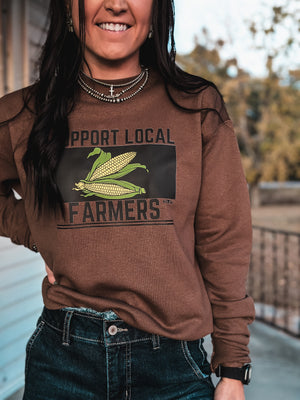 Support Local Farmers Crew - Brown