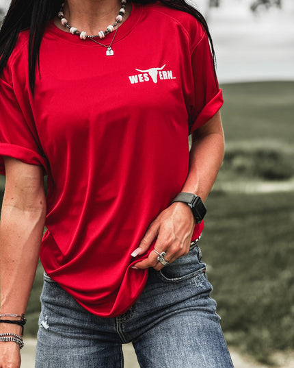 Brand Logo Athletic Tee - Red