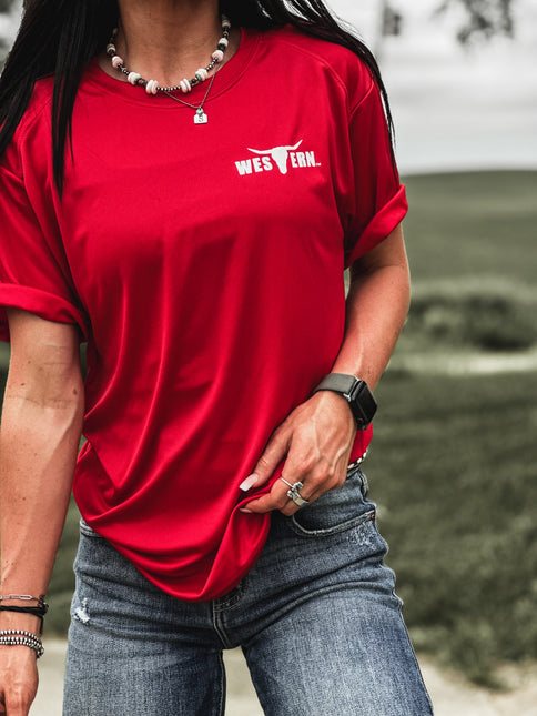 Brand Logo Athletic Tee - Red