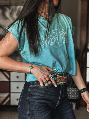 Brand Charleston Crop Tee - Heather Turq