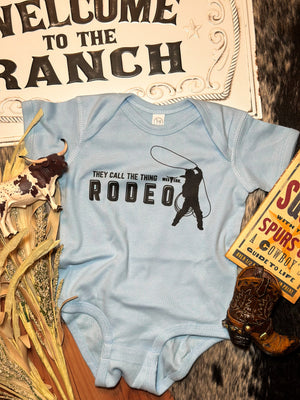 Ol' Rodeo Onesie- Baby Blue