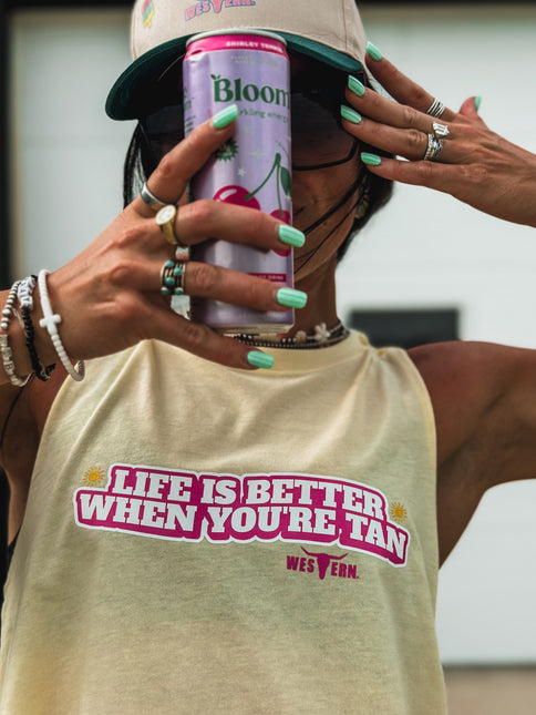 Life's Better Tan - Cropped Tank