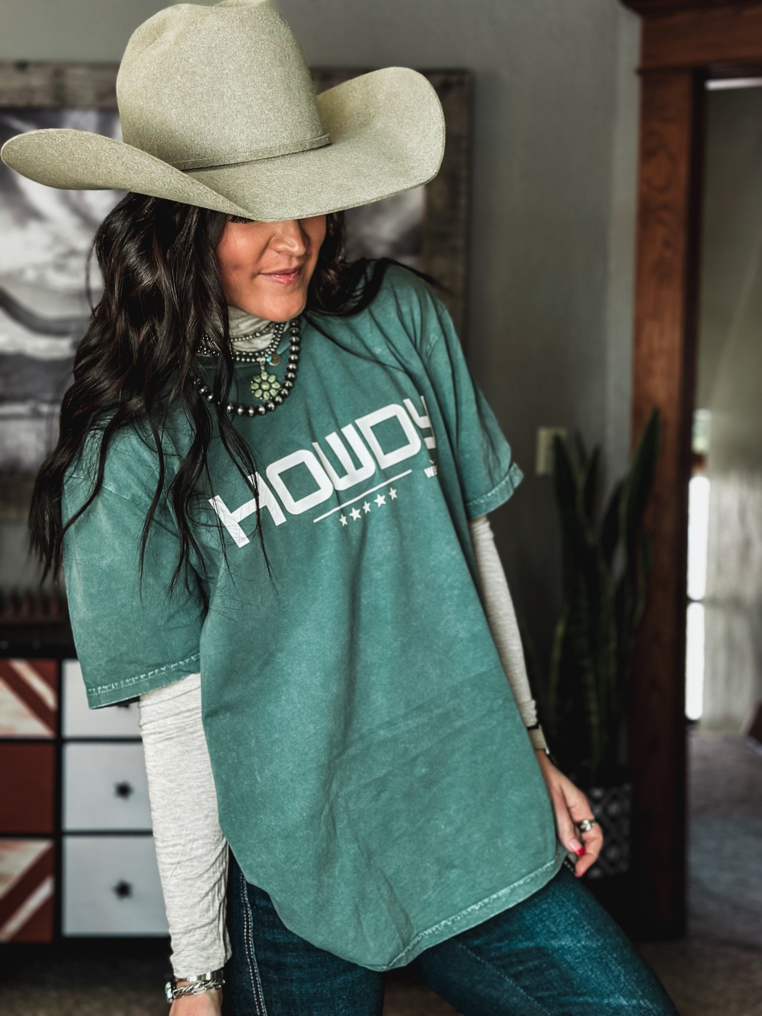 HOWDY Oversized T - Vintage Mineral Green