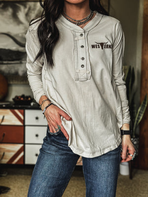 Brand Bozeman Button Longsleeve - Cream