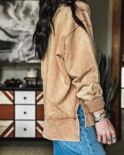 Brand Logo Checkers Sweater Crew - Desert