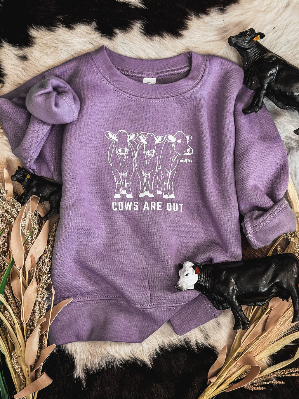 Cows Are Out Toddler Crew - Lavender