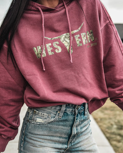 Brand Woods Camo Logo Deadwood Hoodie - Cabernet