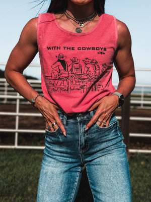 With the Cowboys Tank - Watermelon