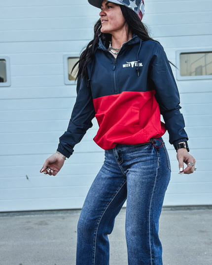 Brand Scuba 1/4 Zip Windbreaker  - Navy/Red