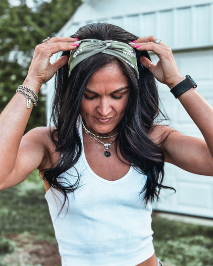 Brand Twist Headband - Olive Green
