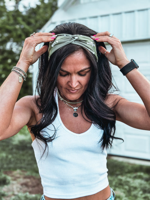 Brand Twist Headband - Olive Green