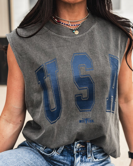 USA [block letters] Muscle Tank
