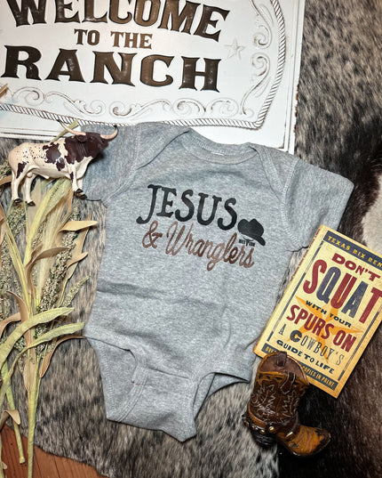 Jesus & Wranglers Grey Onesie