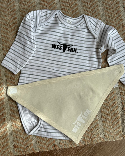 Brand Baby Bandana Bib - Grey/Cream