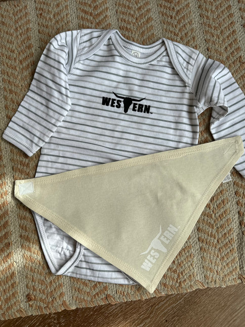 Brand Baby Bandana Bib - Grey/Cream