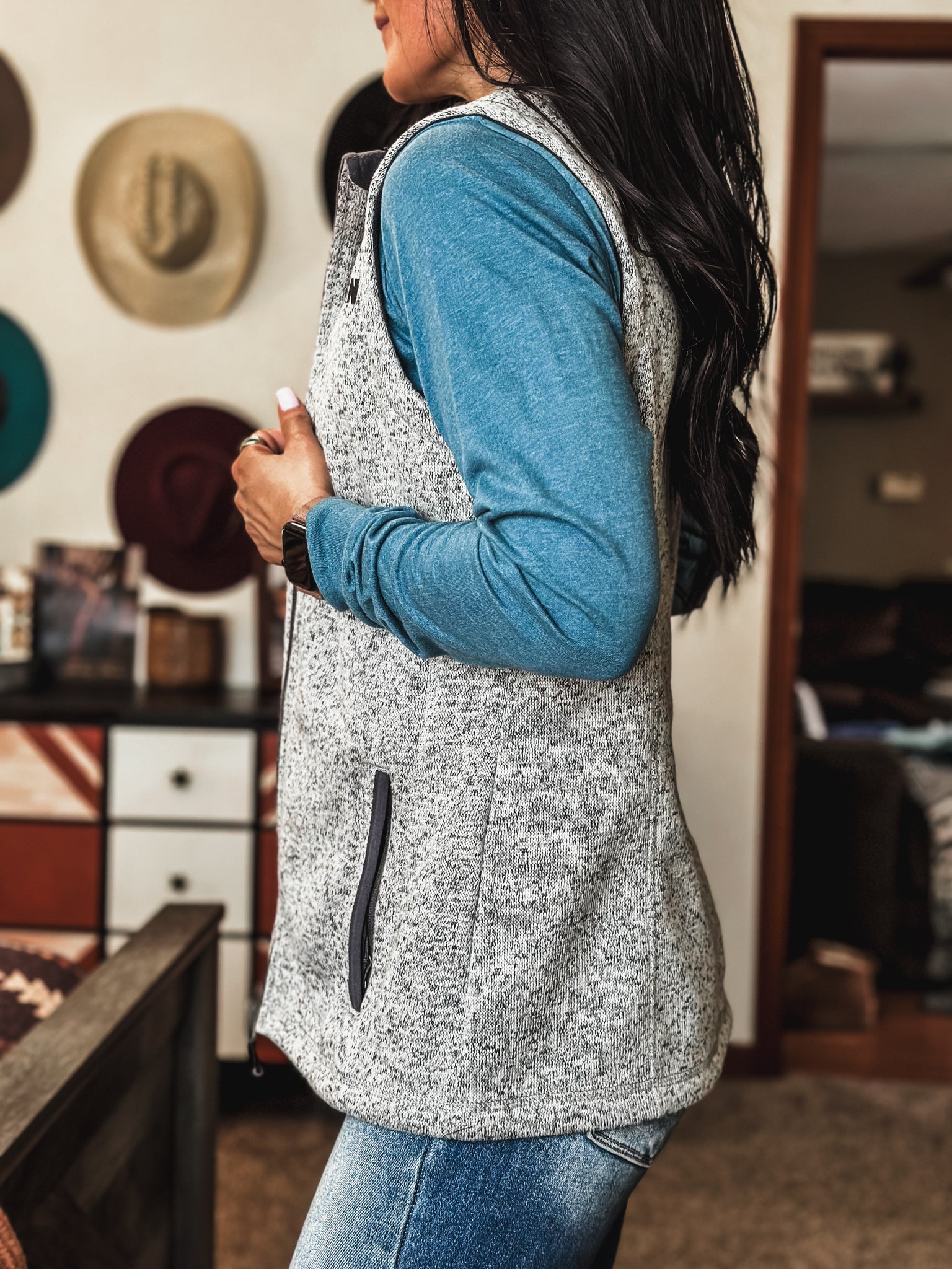Brand Fleece Vest - Heather Grey