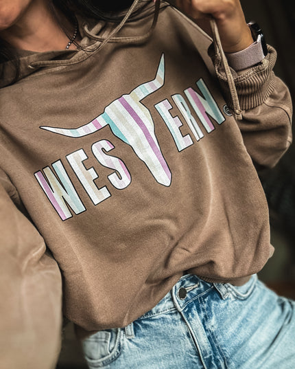 Brand Retro Stripes Logo Deadwood Hoodie - Mocha