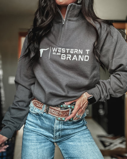 Western T Brand | Logo 1/4 Zip - Charcoal