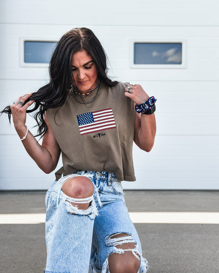 United States Flag - Cap Sleeve Tank