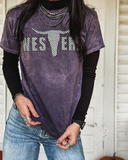 Brand Logo Checkers T - Mineral Wash Purple