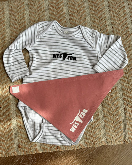 Brand Baby Bandana Bib - Mauve/Cream