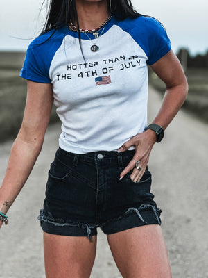 4th of July Cropped Tee - Blue