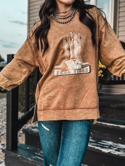 Fall Vibes Sweater Crew - Gold
