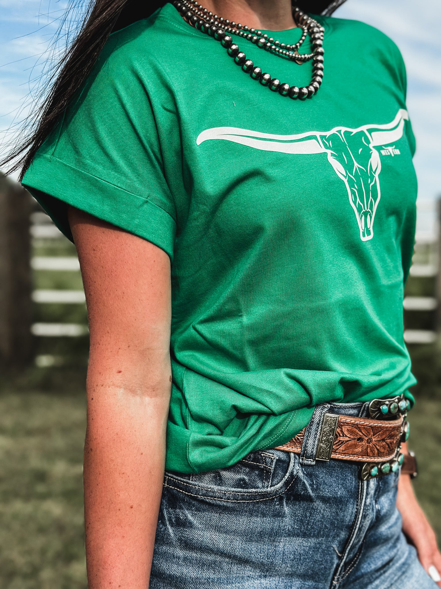 Longhorn Cuff T - Green