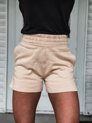 Brand Tri Jogger Shorts - Cream