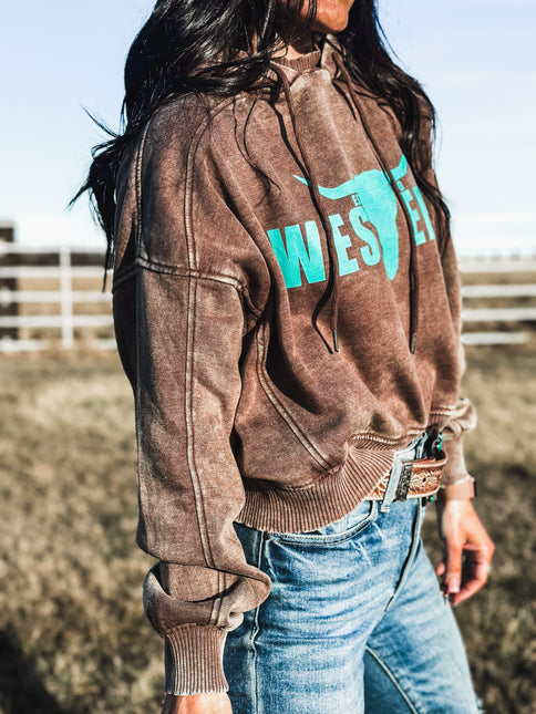 Brand Jersey Hoodie - Mocha/Turq