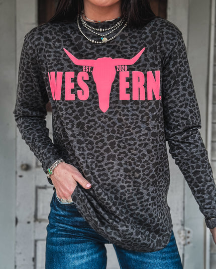 Brand Pink Puff Logo Leopard Longsleeve