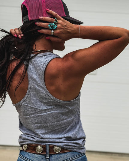 Brand Underline Logo Racerback Tank - Grey