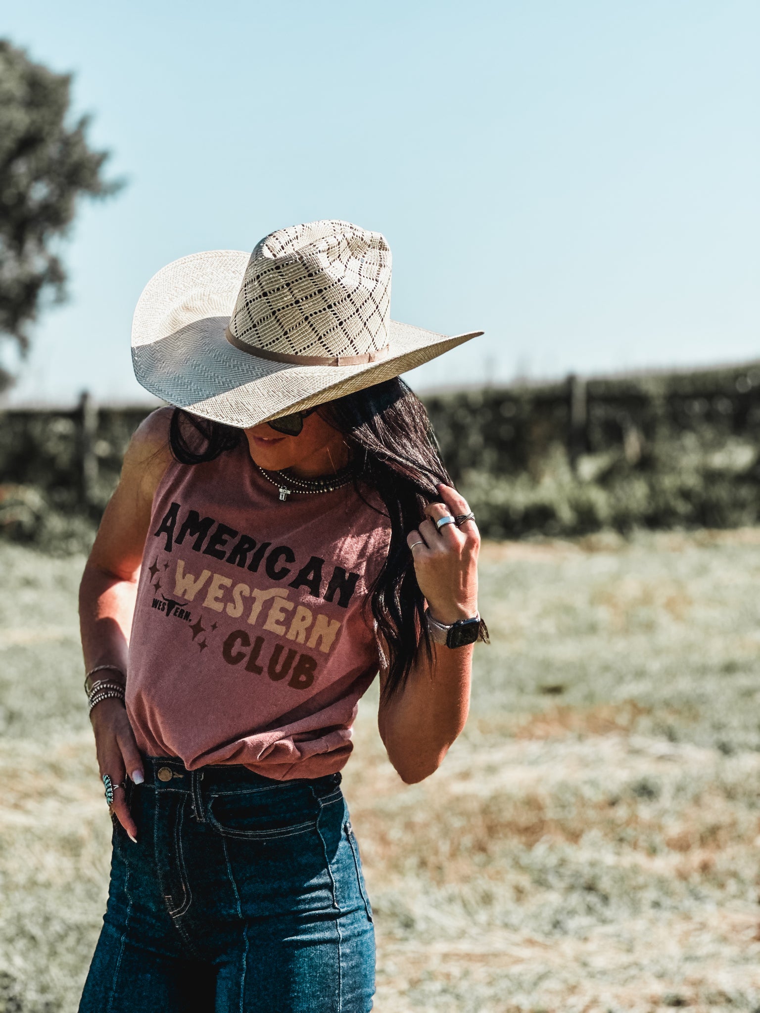 American Western Club Tank - Mauve