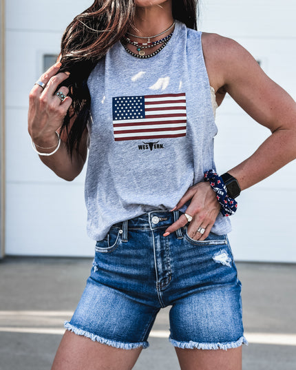United States Flag Cropped Tank