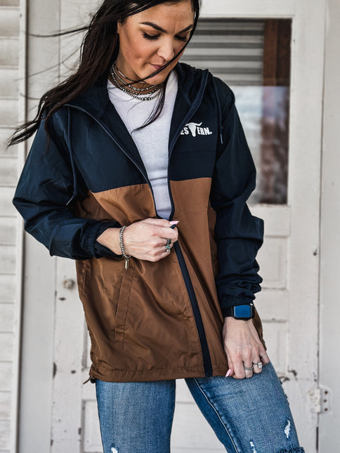 Brand Scuba Windbreaker Full Zip Jacket - Navy/Camel