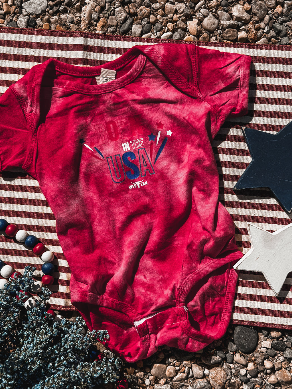 Born in the USA Onesie - Red Tie Dye