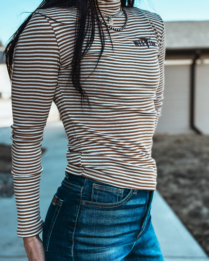 Brand Stripe Longsleeve Turtleneck - Brown