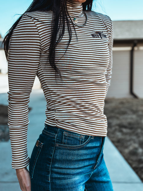 Brand Stripe Longsleeve Turtleneck - Brown