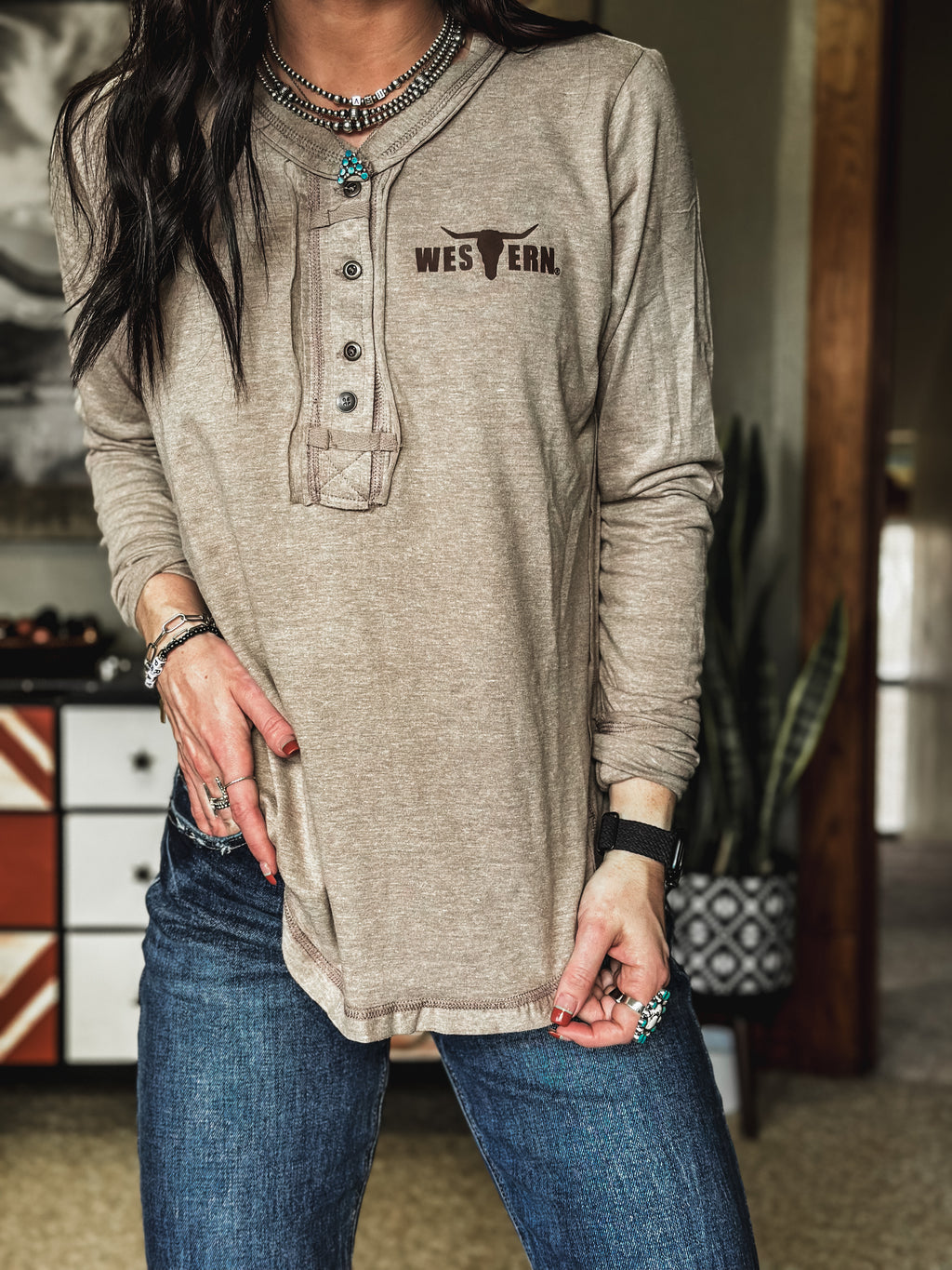 Brand Bozeman Button Longsleeve - Heather Brown