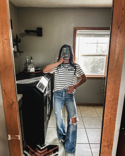 Striped Basic Short Sleeve - Black/White