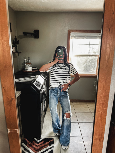 Striped Basic Short Sleeve - Black/White