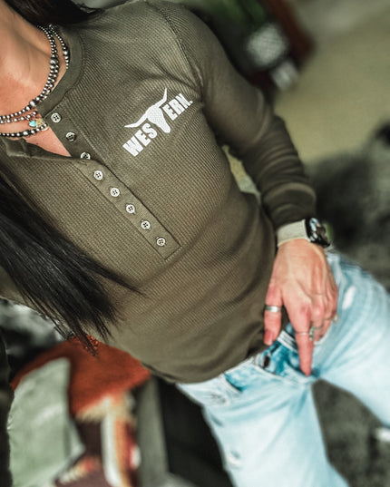 Brand Women's Henley Longsleeve - Olive