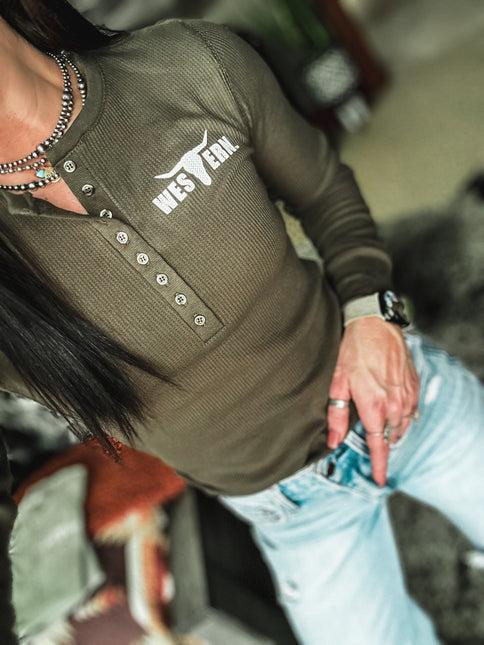 Brand Women's Henley Longsleeve - Olive