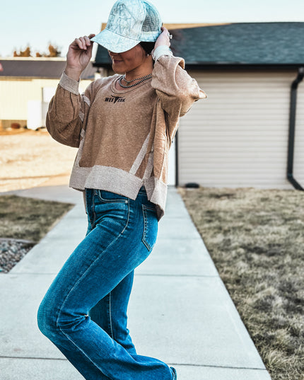 Brand Swoop Raw Hem Hoodie - Camel