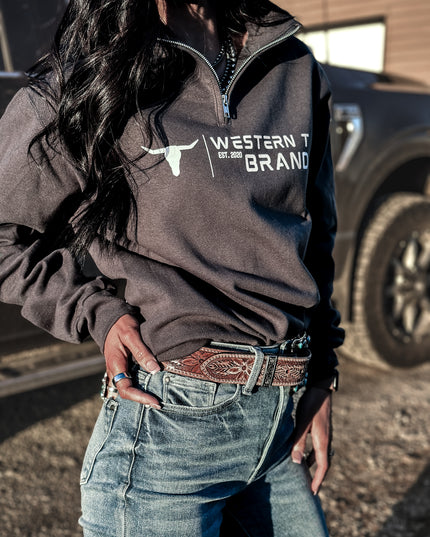 Western T Brand | Logo 1/4 Zip - Charcoal