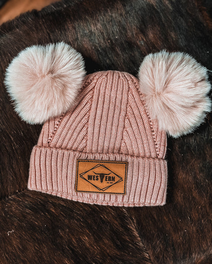 Brand Bunny Ear Infant Beanie - Pink